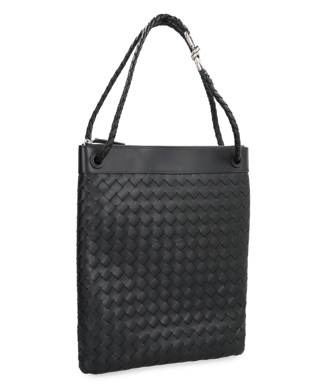 BOTTEGA VENETA Черная кожаная сумка тоут, фото 3