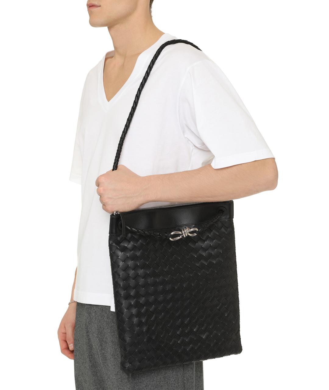 BOTTEGA VENETA Черная кожаная сумка тоут, фото 7