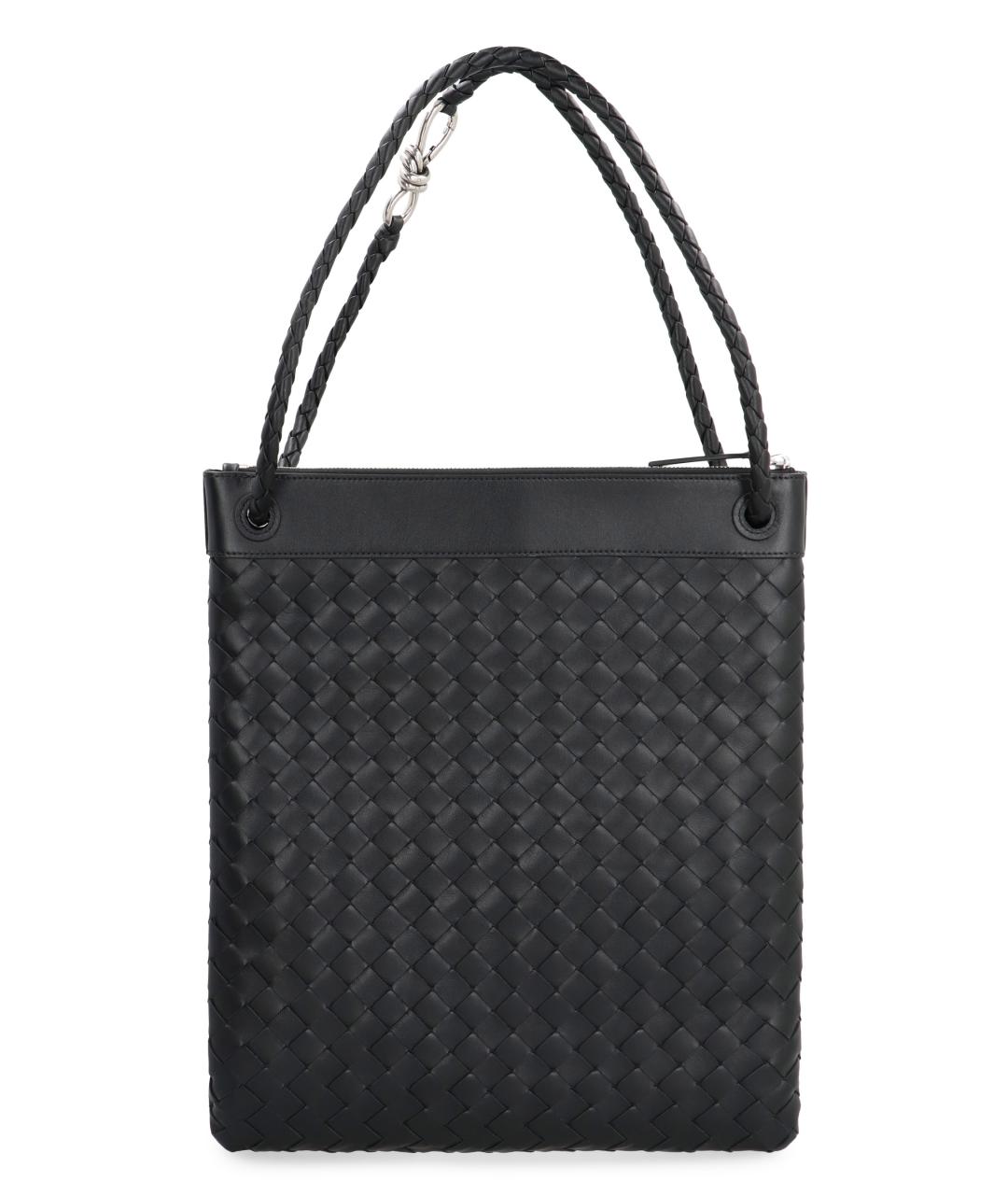 BOTTEGA VENETA Черная кожаная сумка тоут, фото 4