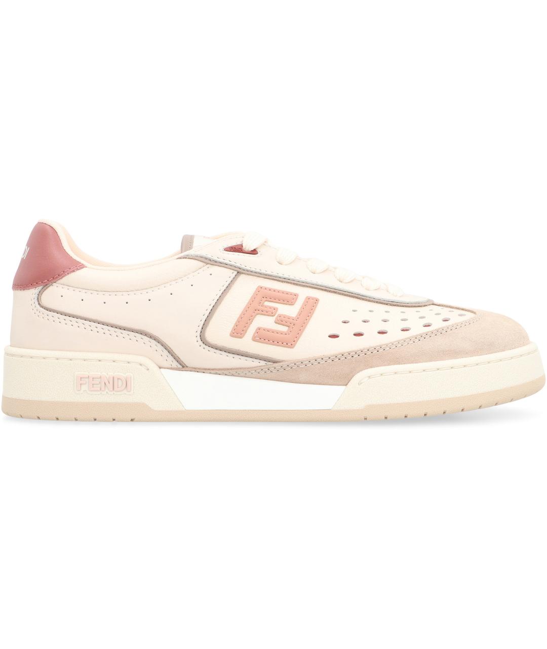 FENDI Розовые кожаные кеды, фото 1