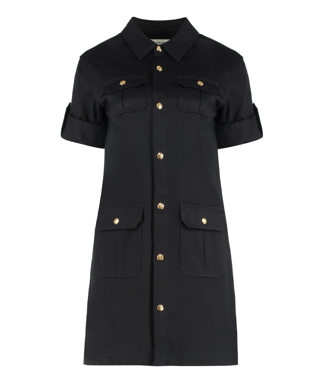 CELINE Черное хлопковое повседневное платье, фото 1