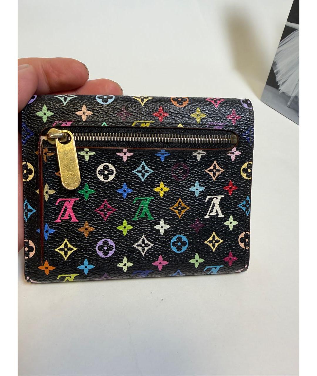 LOUIS VUITTON Черный кожаный кошелек, фото 3