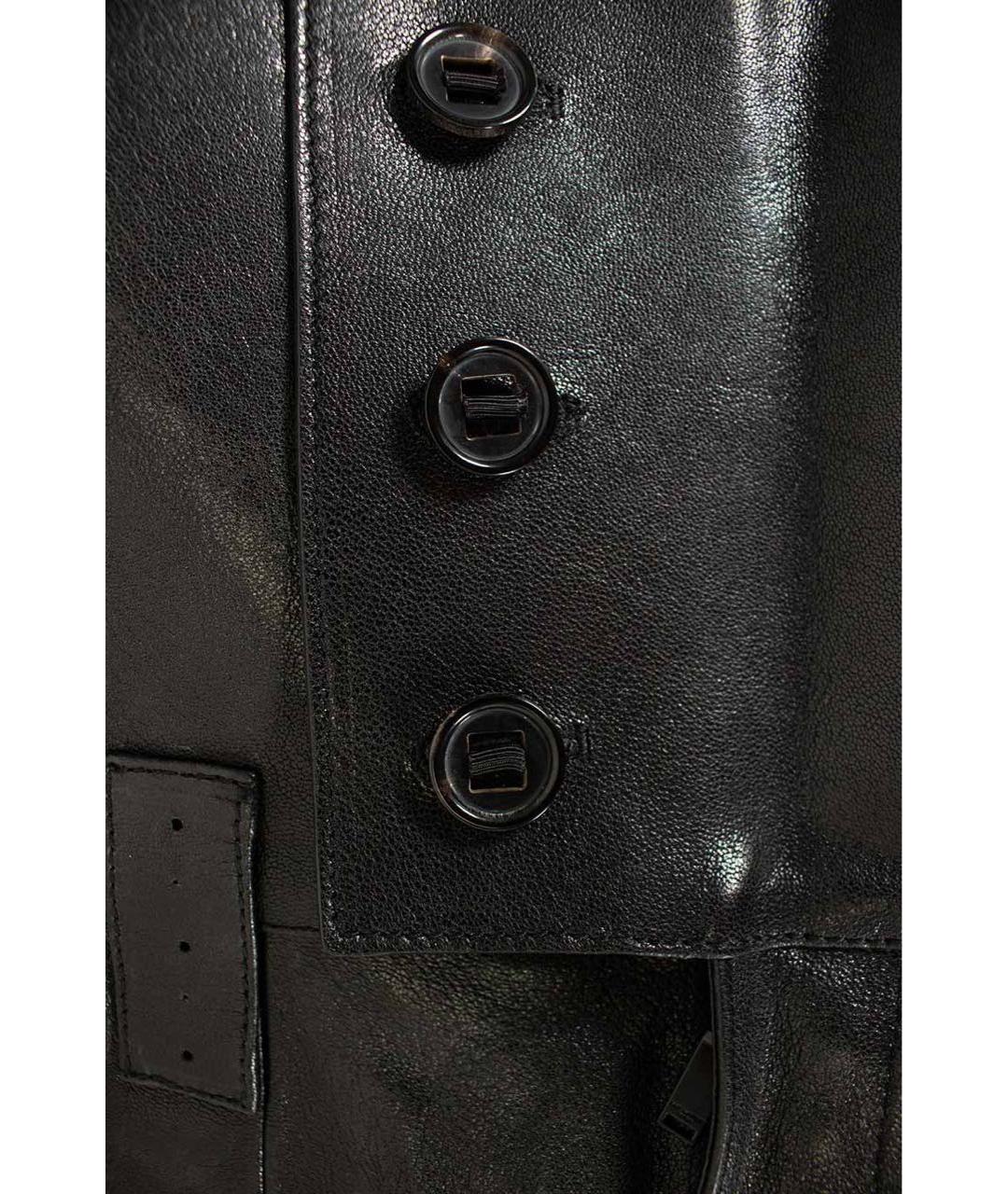 SAINT LAURENT Черные кожаные прямые брюки, фото 3