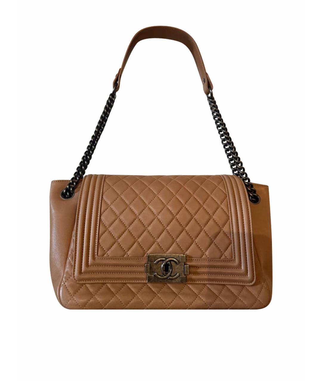 CHANEL Бежевая кожаная сумка через плечо, фото 1