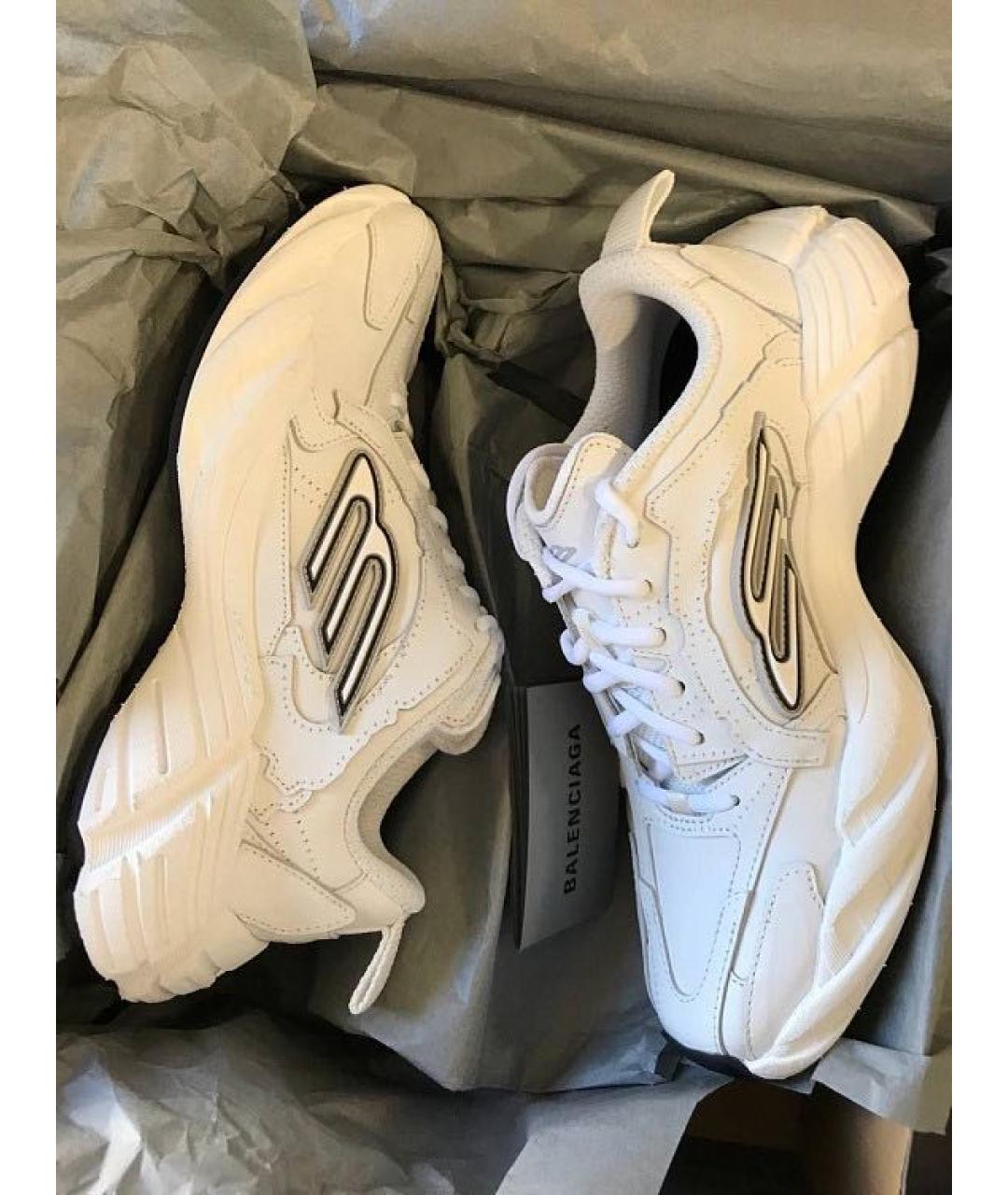 BALENCIAGA Белые кожаные кроссовки, фото 5