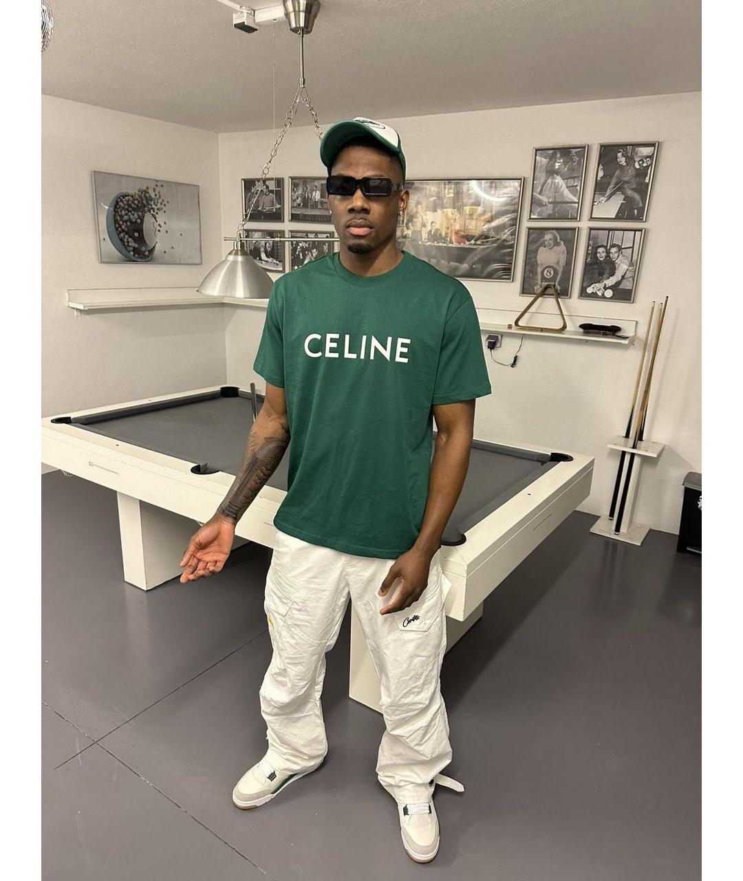 CELINE Зеленая хлопковая футболка, фото 3