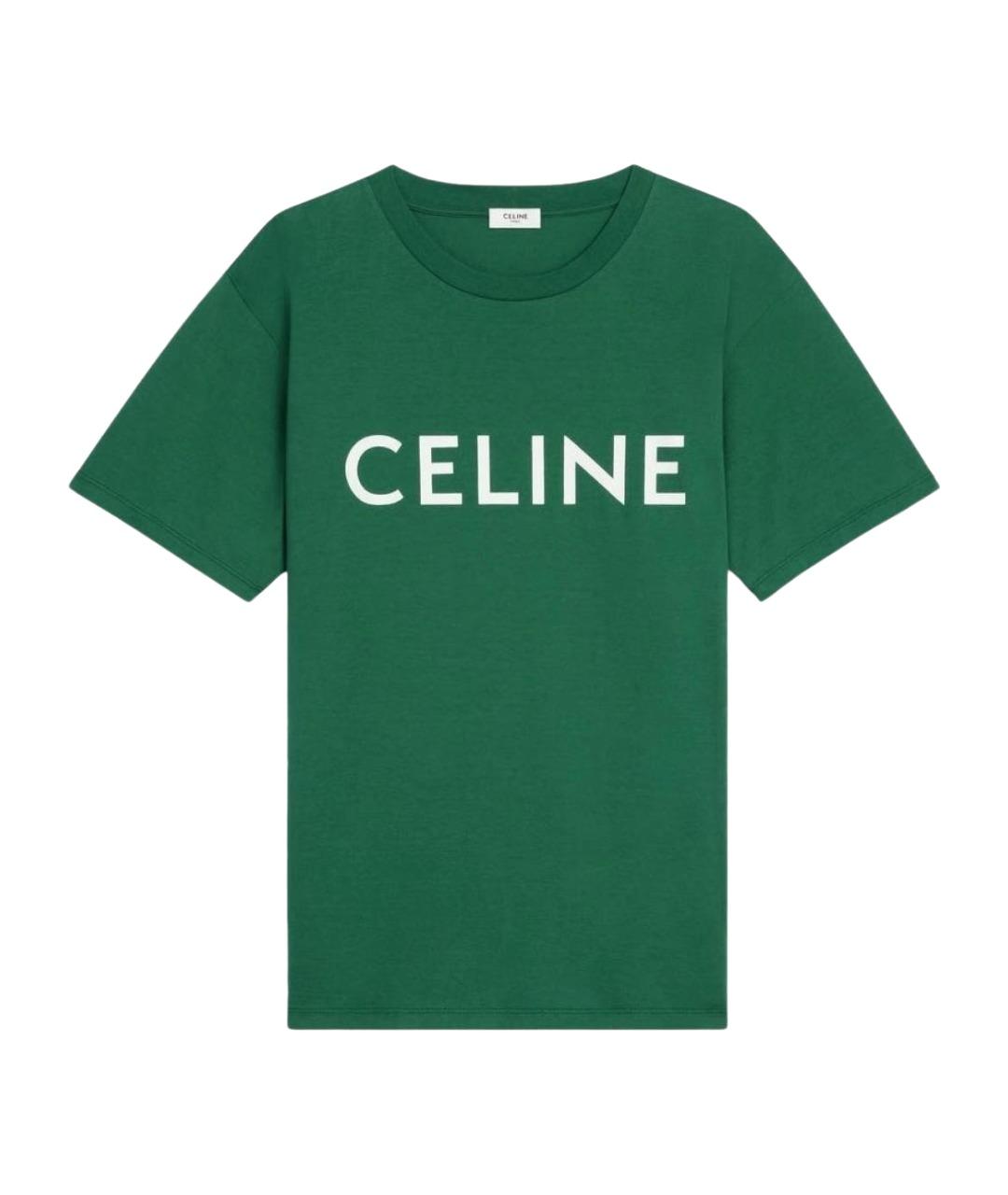 CELINE Зеленая хлопковая футболка, фото 1