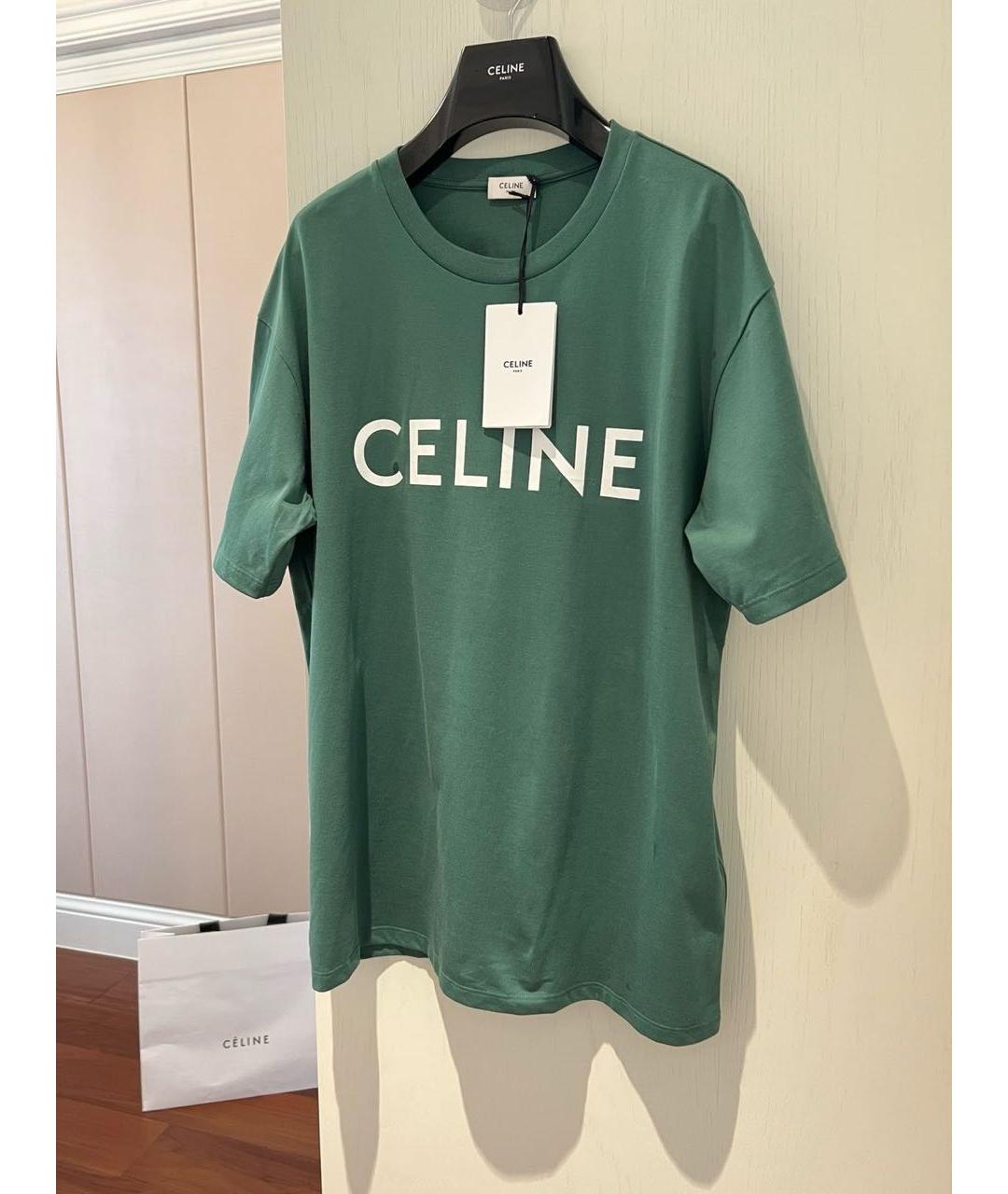 CELINE Зеленая хлопковая футболка, фото 2