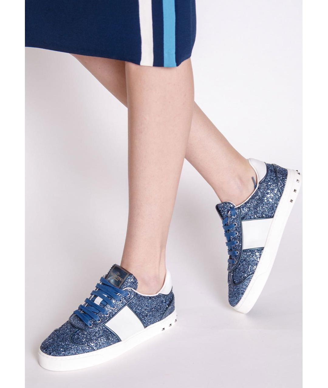 VALENTINO Синие кожаные кеды, фото 3