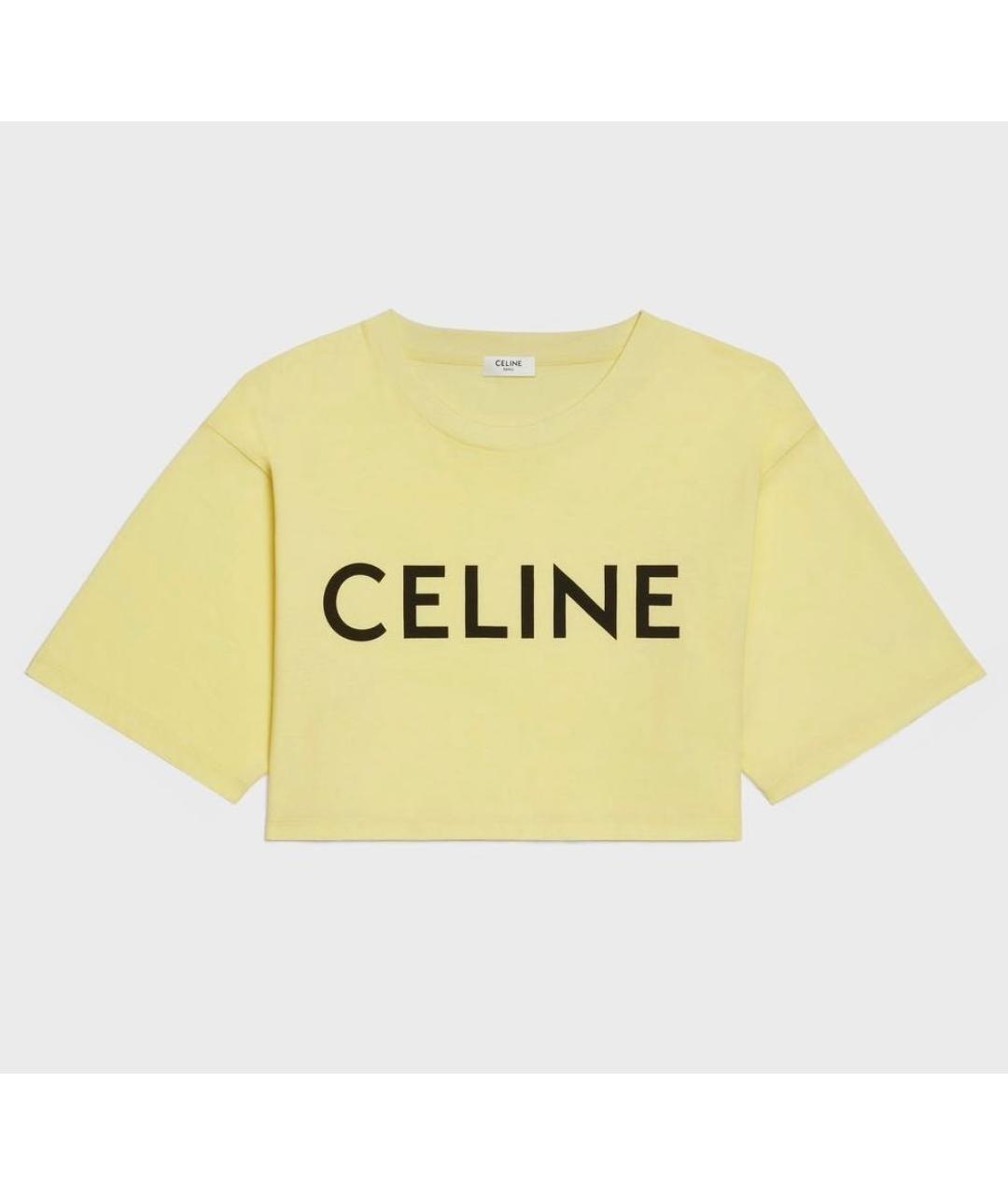 CELINE Желтая хлопковая футболка, фото 3