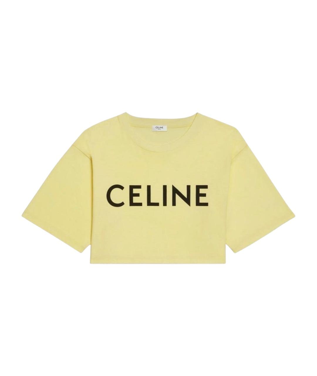 CELINE Желтая хлопковая футболка, фото 1