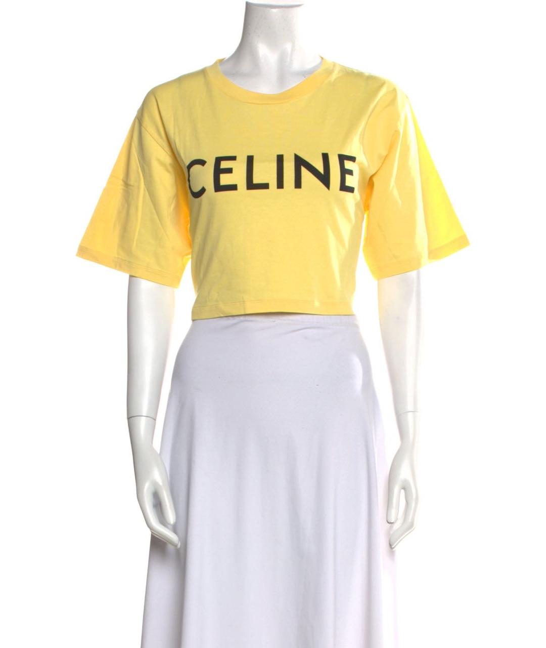 CELINE Желтая хлопковая футболка, фото 2