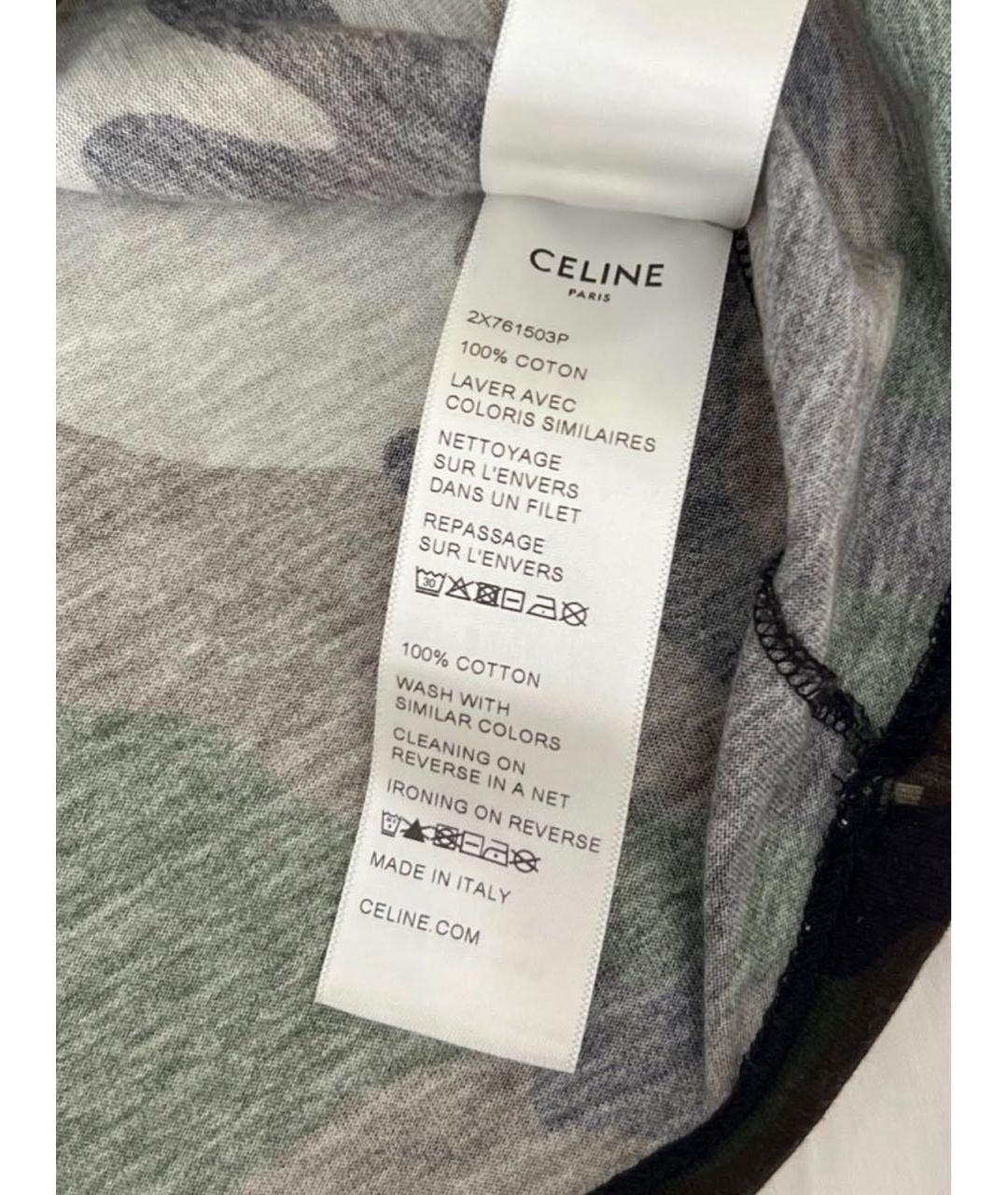 CELINE Хаки хлопковая футболка, фото 3