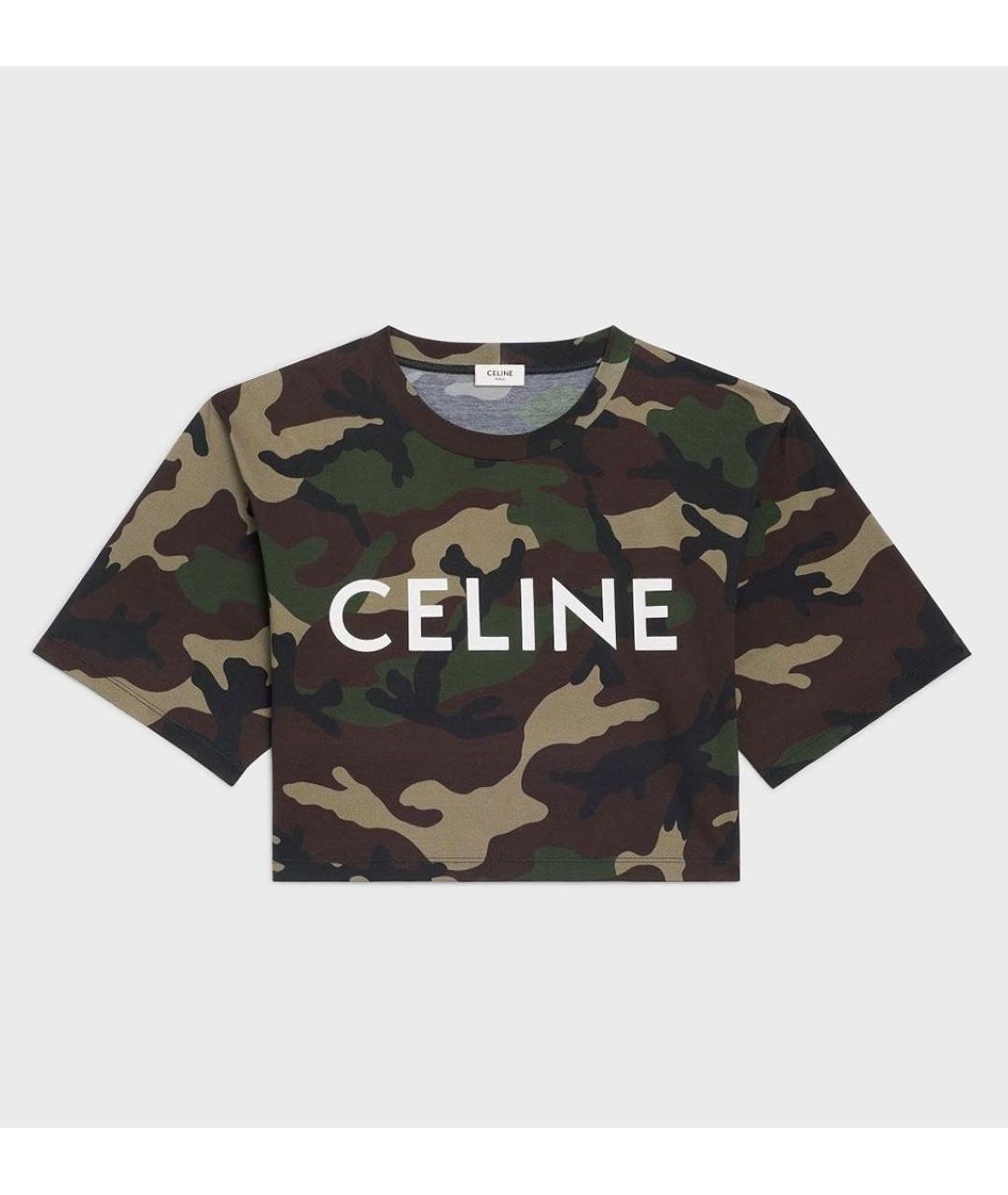 CELINE Хаки хлопковая футболка, фото 6