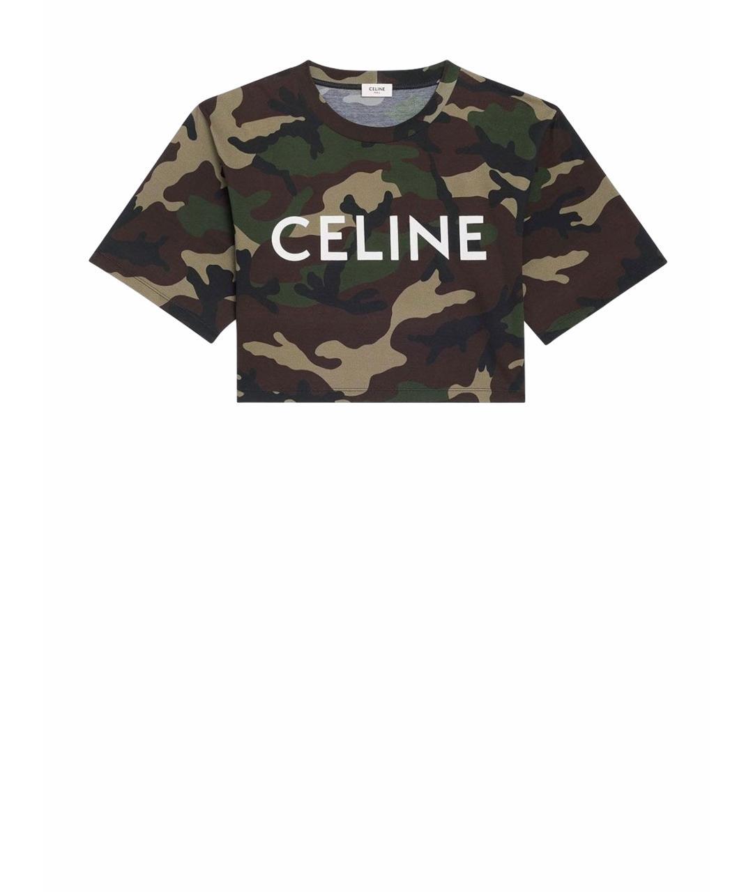CELINE Хаки хлопковая футболка, фото 1