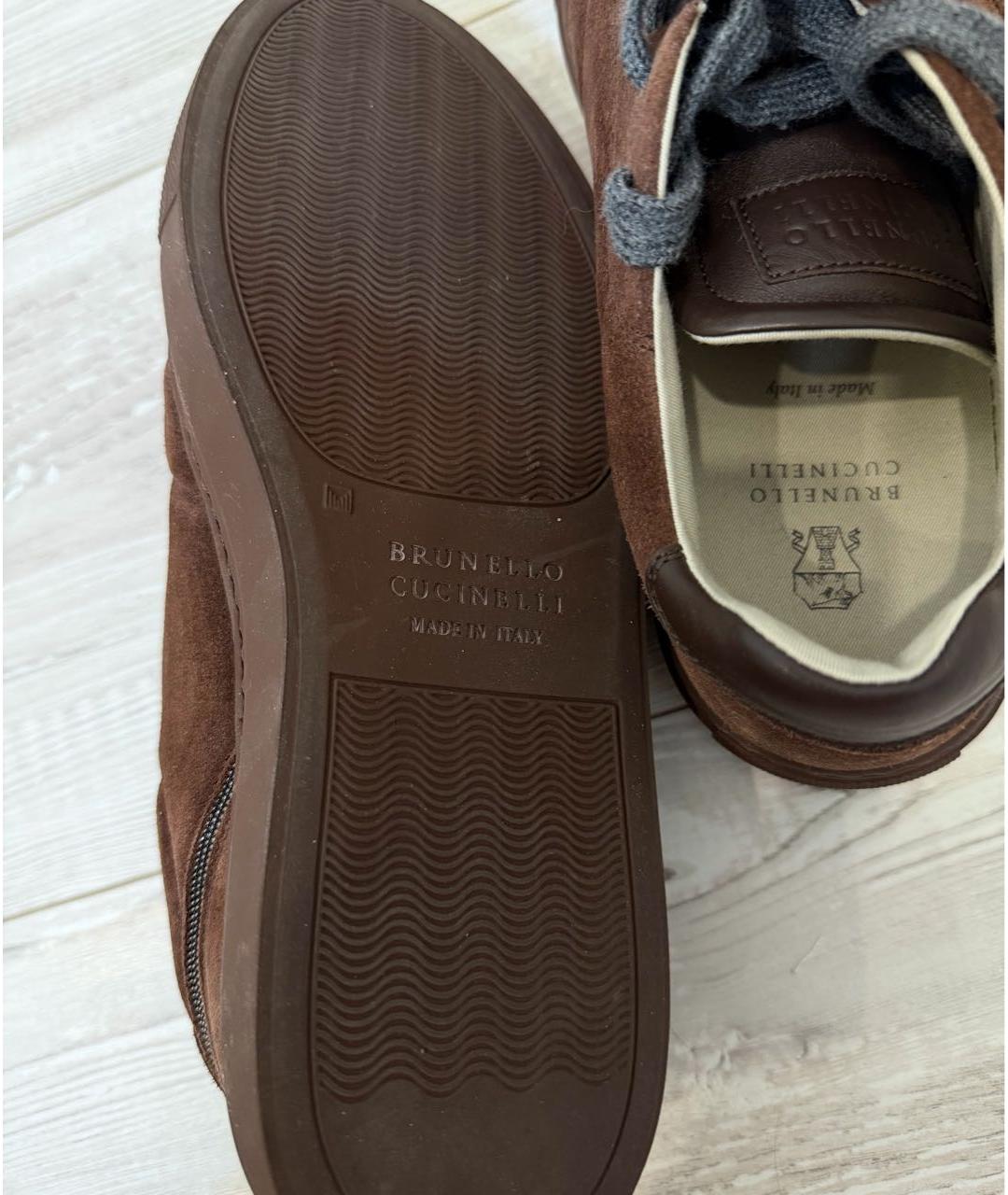 BRUNELLO CUCINELLI Коричневые замшевые кеды, фото 7
