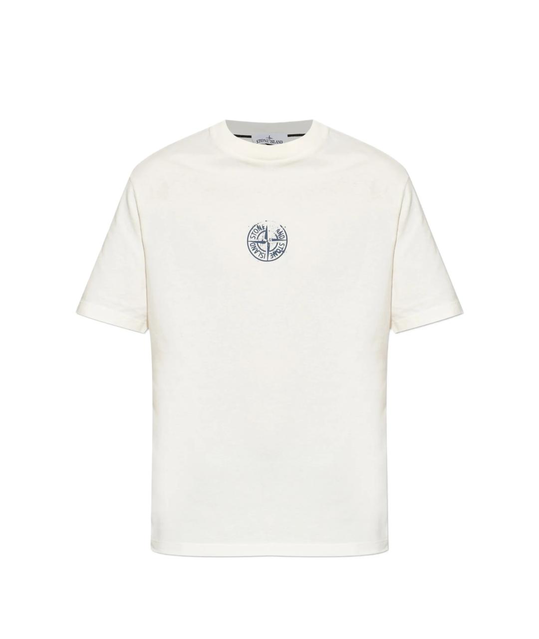 STONE ISLAND Белая хлопковая футболка, фото 1