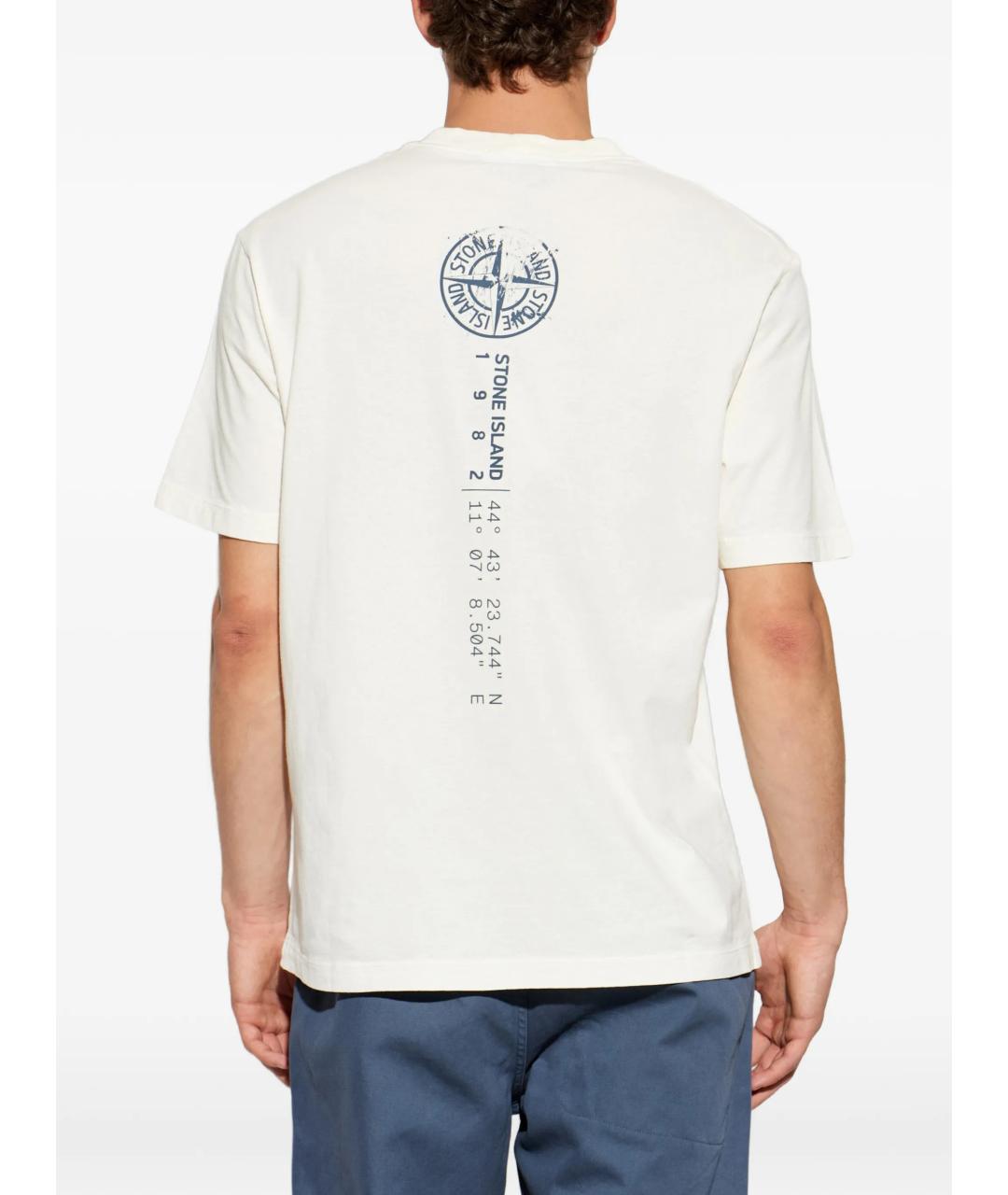 STONE ISLAND Белая хлопковая футболка, фото 4