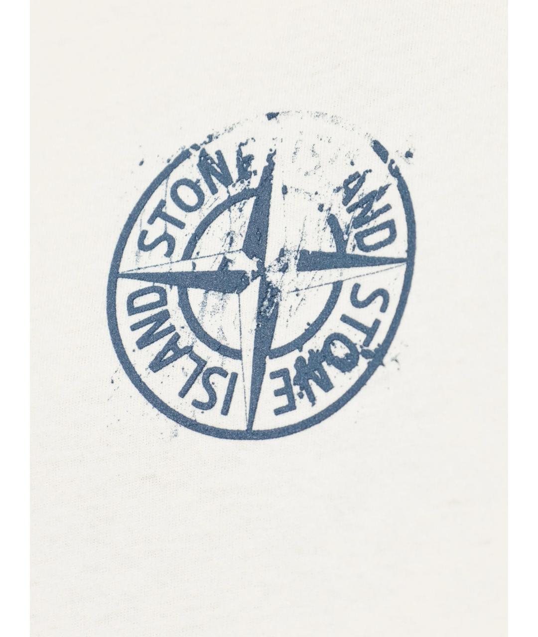 STONE ISLAND Белая хлопковая футболка, фото 5