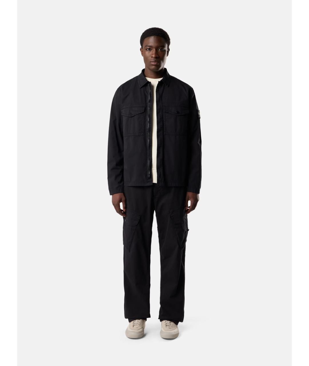 STONE ISLAND Черная хлопковая куртка, фото 2