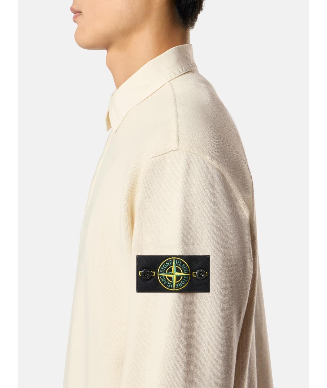 STONE ISLAND Белый хлопковый джемпер / свитер, фото 3