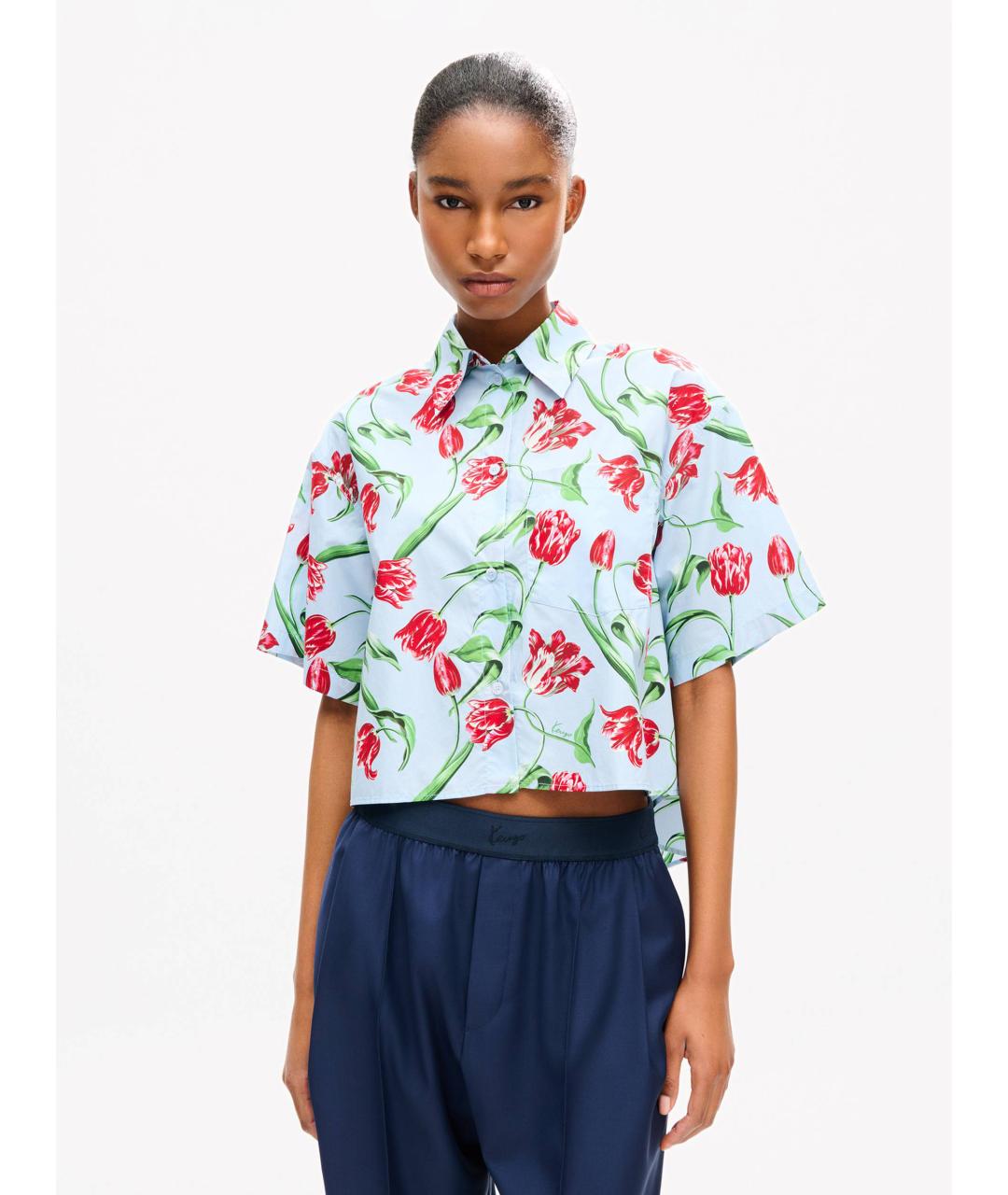 KENZO Голубая хлопковая рубашка, фото 2