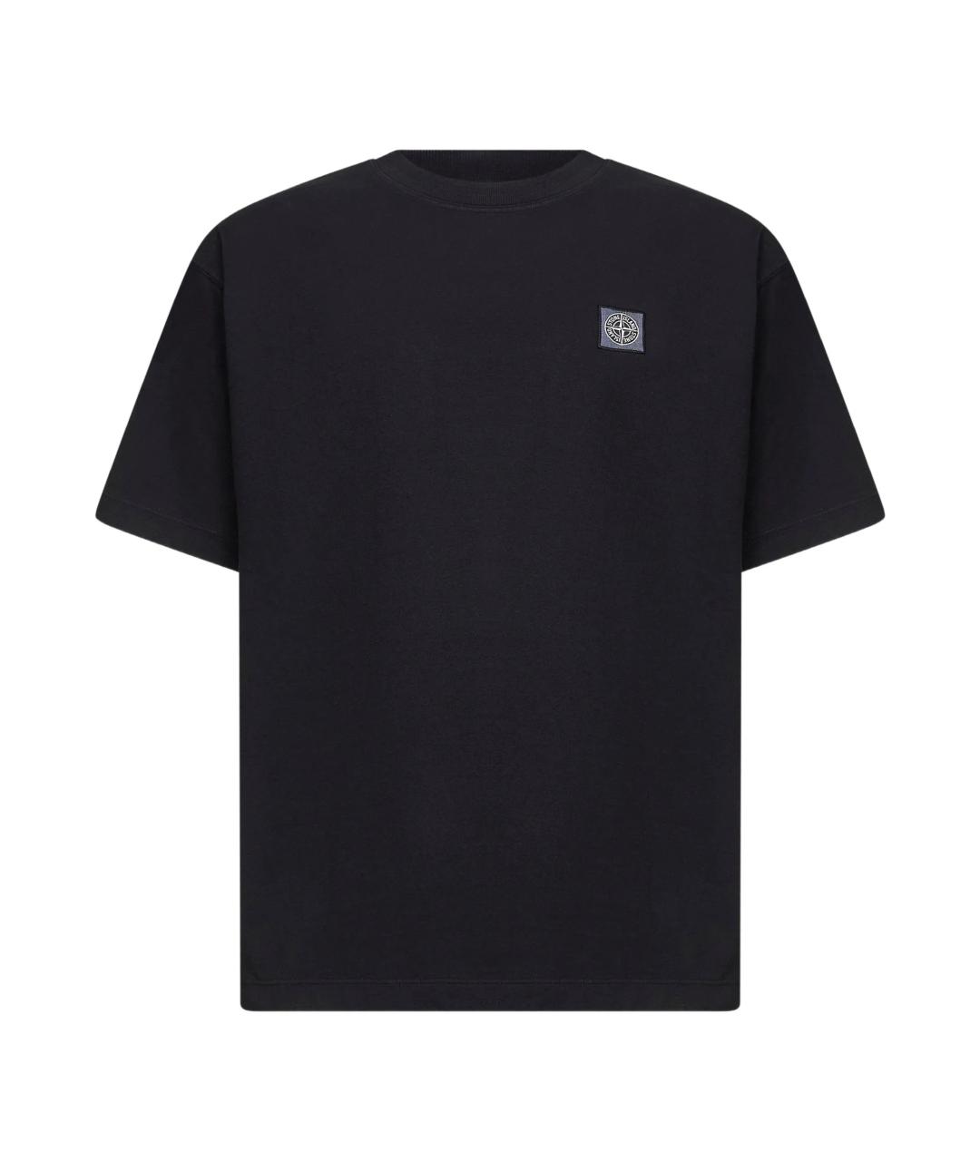 STONE ISLAND Черная хлопковая футболка, фото 1