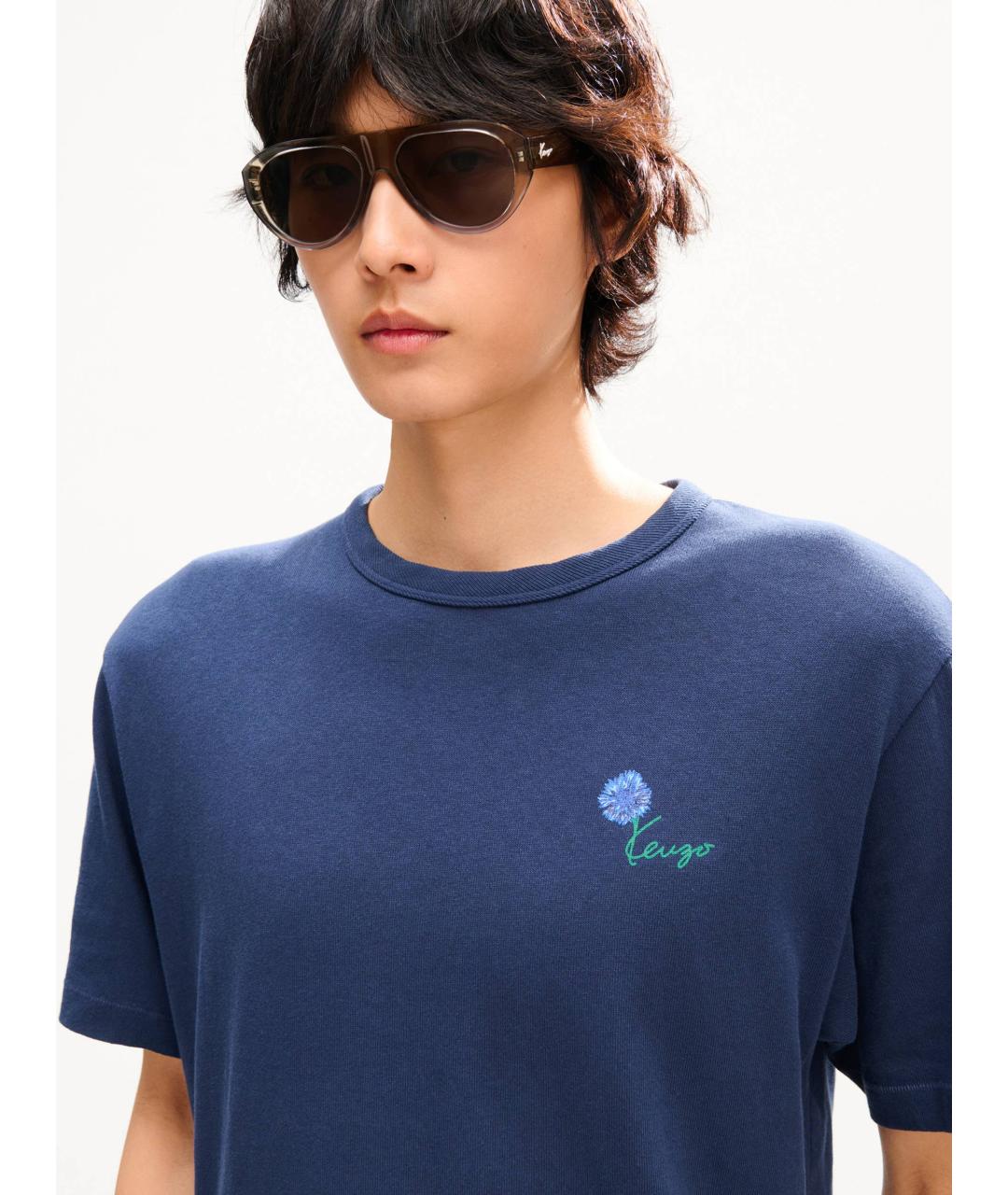 KENZO Синяя хлопковая футболка, фото 6