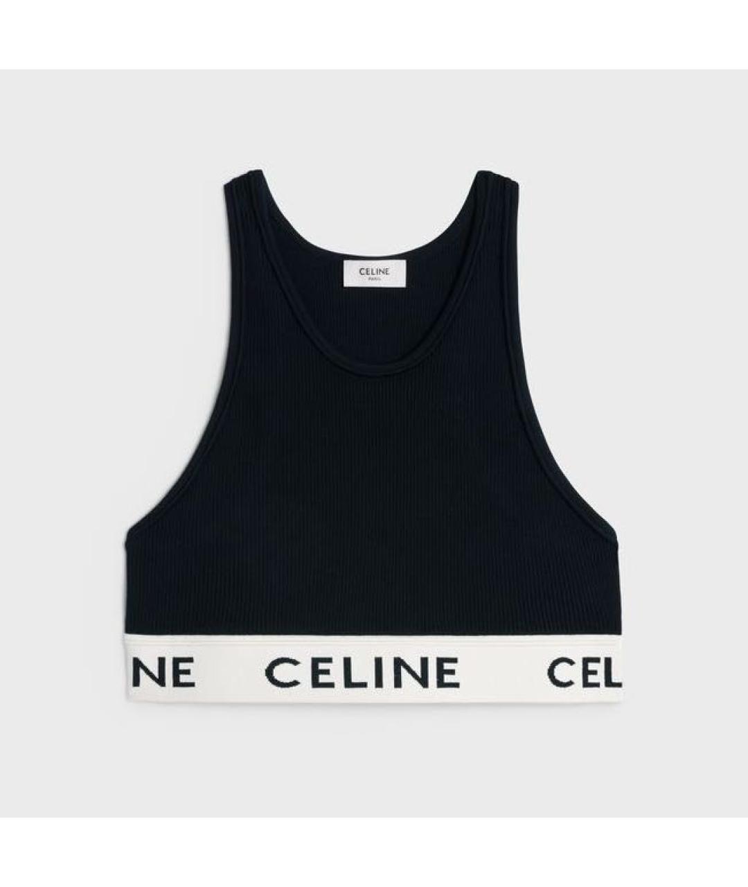 CELINE Черная хлопко-эластановая майка, фото 5