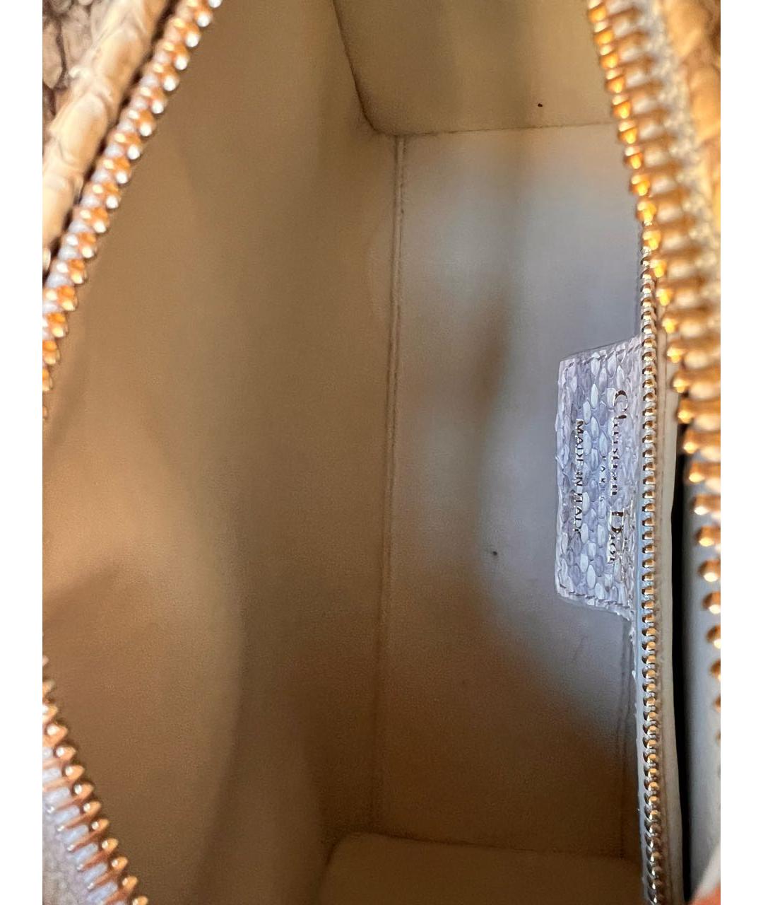 CHRISTIAN DIOR Бежевая сумка с короткими ручками из экзотической кожи, фото 4