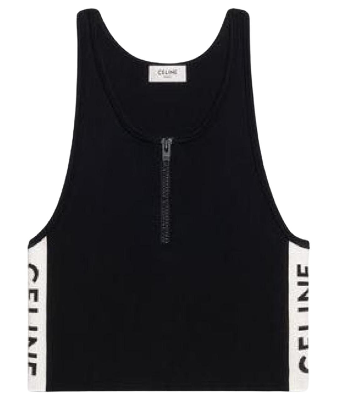 CELINE Черная хлопко-эластановая майка, фото 1