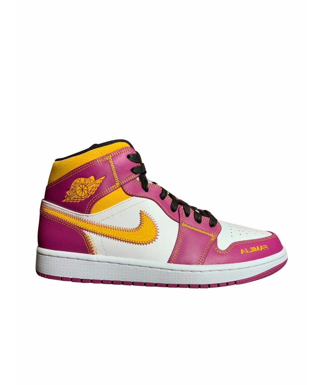 NIKE Фиолетовые кожаные высокие кроссовки / кеды, фото 1
