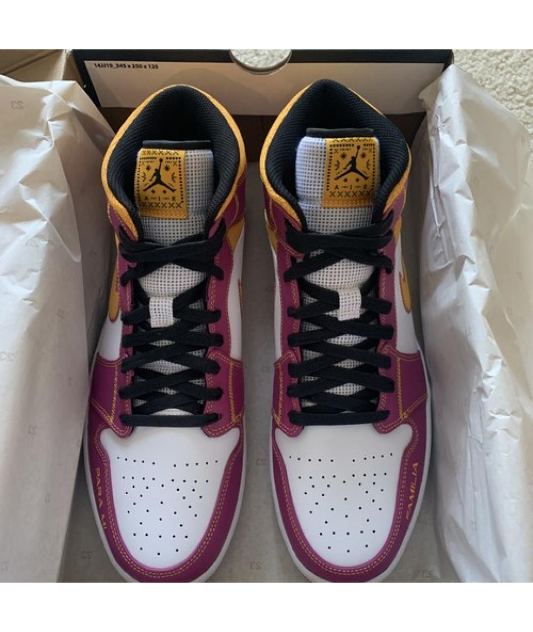 NIKE Фиолетовые кожаные высокие кроссовки / кеды, фото 2