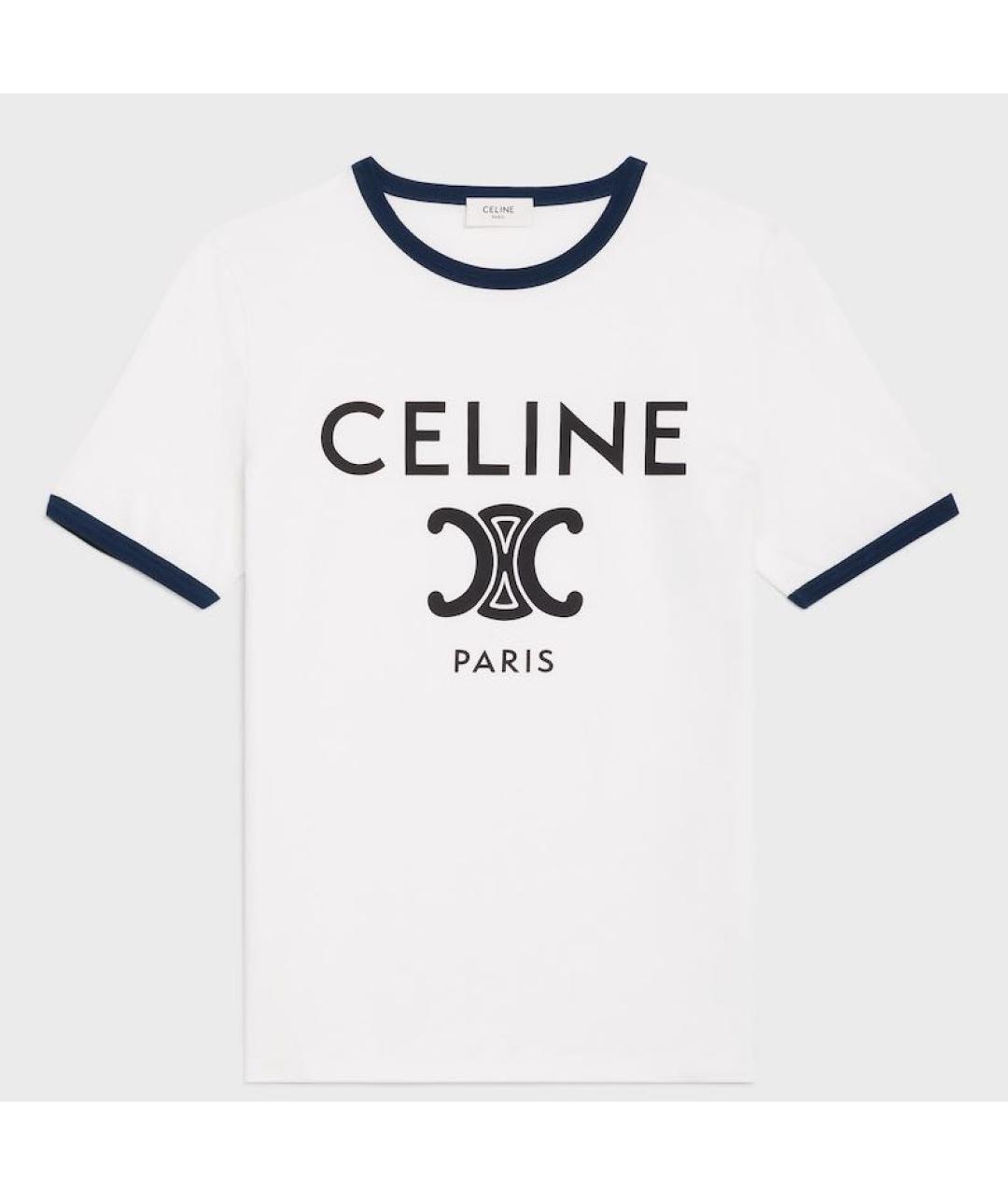 CELINE Белая хлопко-эластановая футболка, фото 6