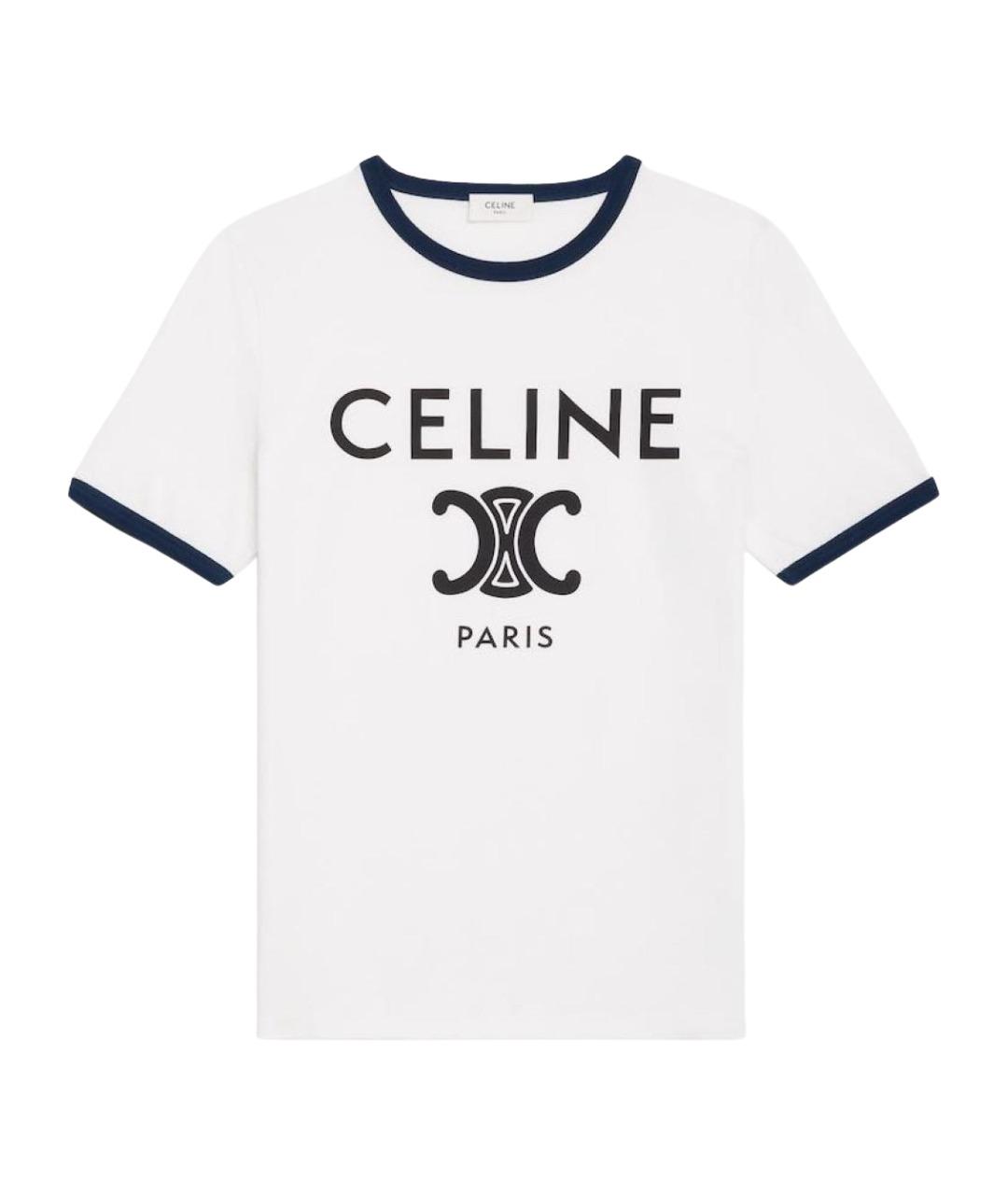 CELINE Белая хлопко-эластановая футболка, фото 1