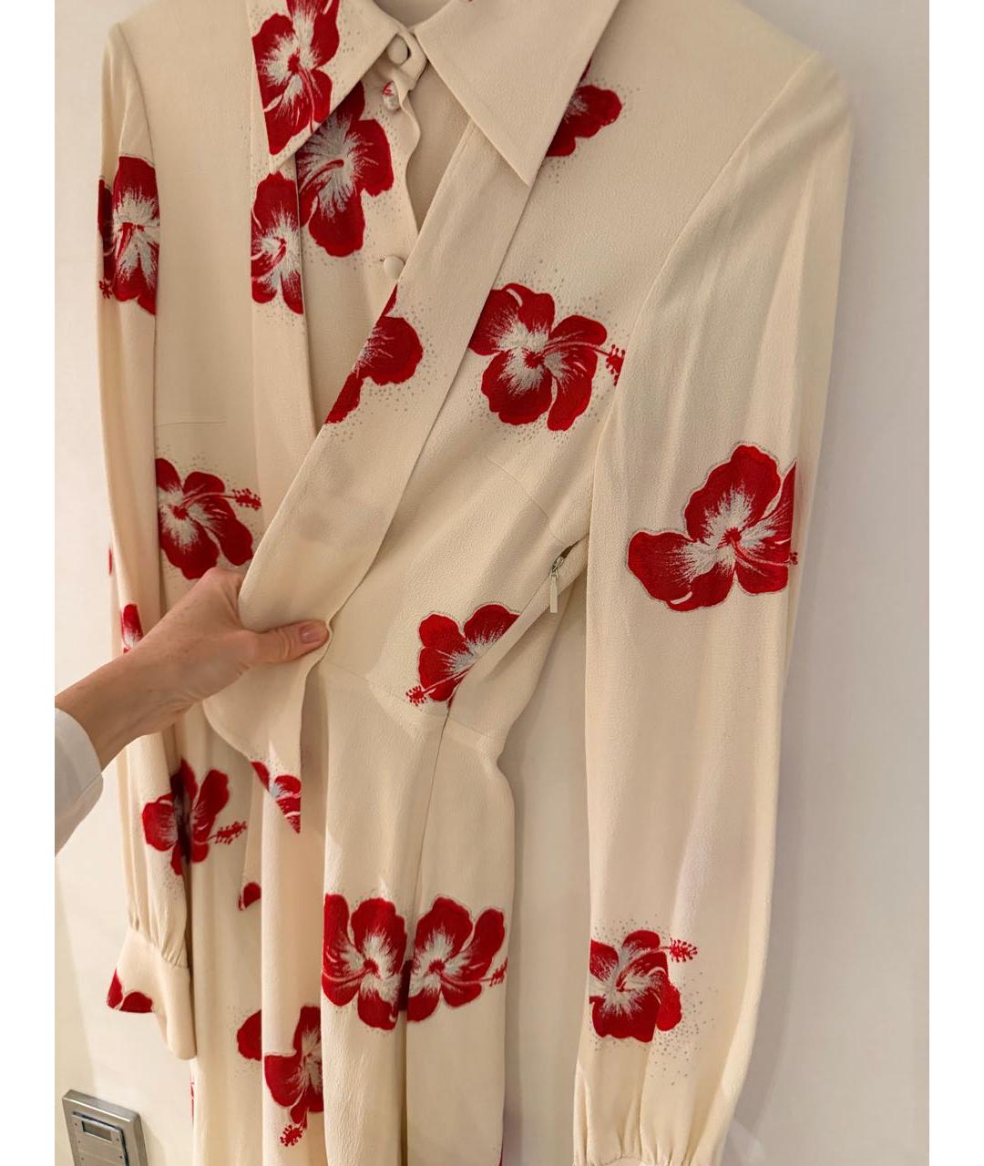 SAINT LAURENT Бежевое вискозное коктейльное платье, фото 5