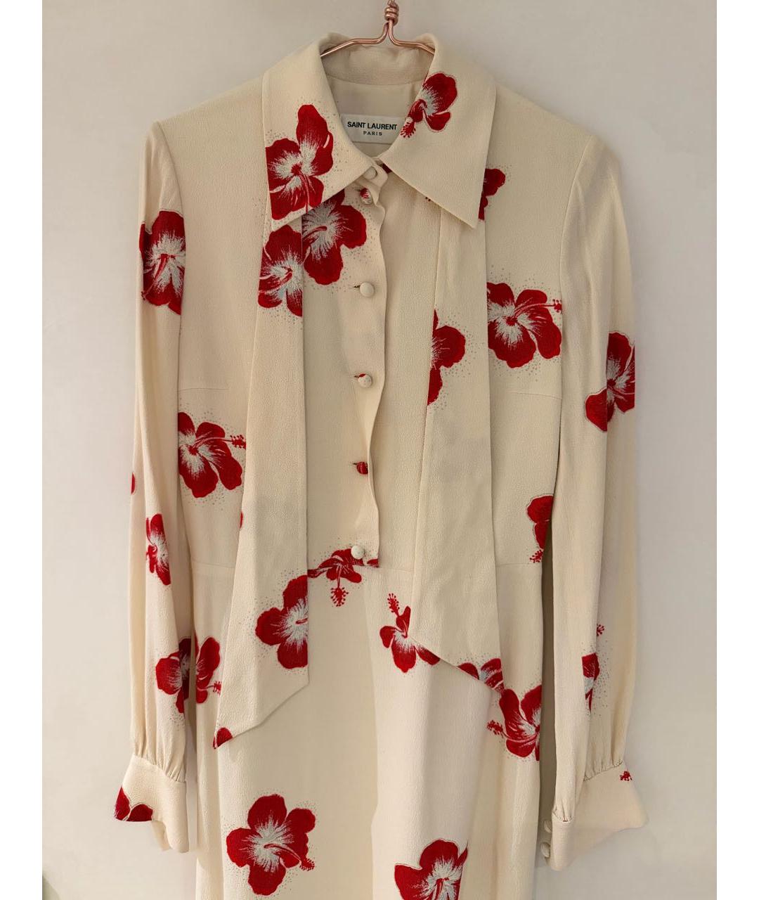 SAINT LAURENT Бежевое вискозное коктейльное платье, фото 3