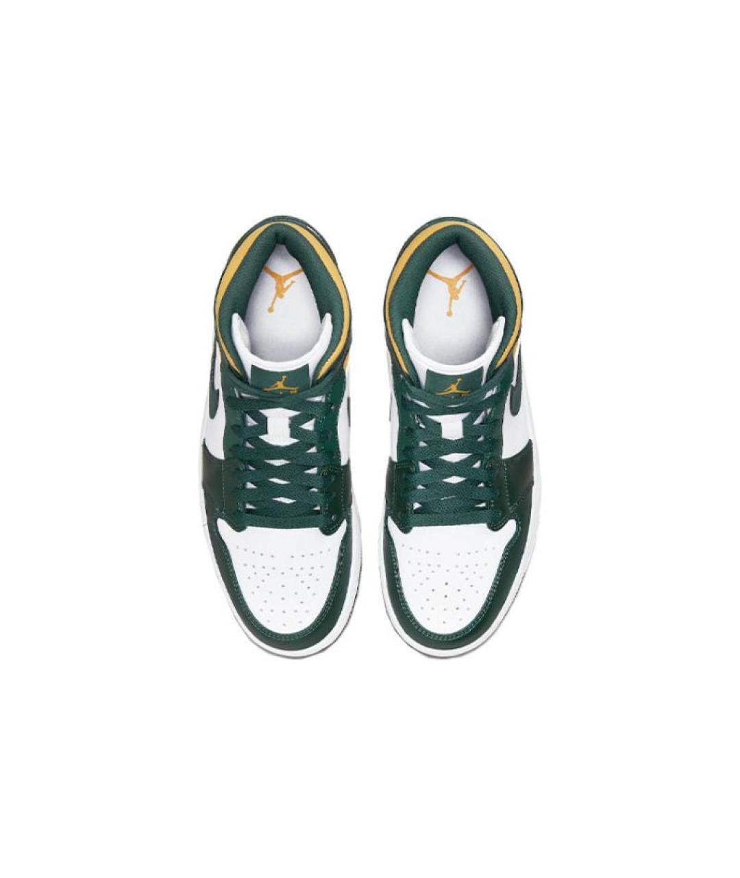 NIKE Зеленые кожаные высокие кроссовки / кеды, фото 2