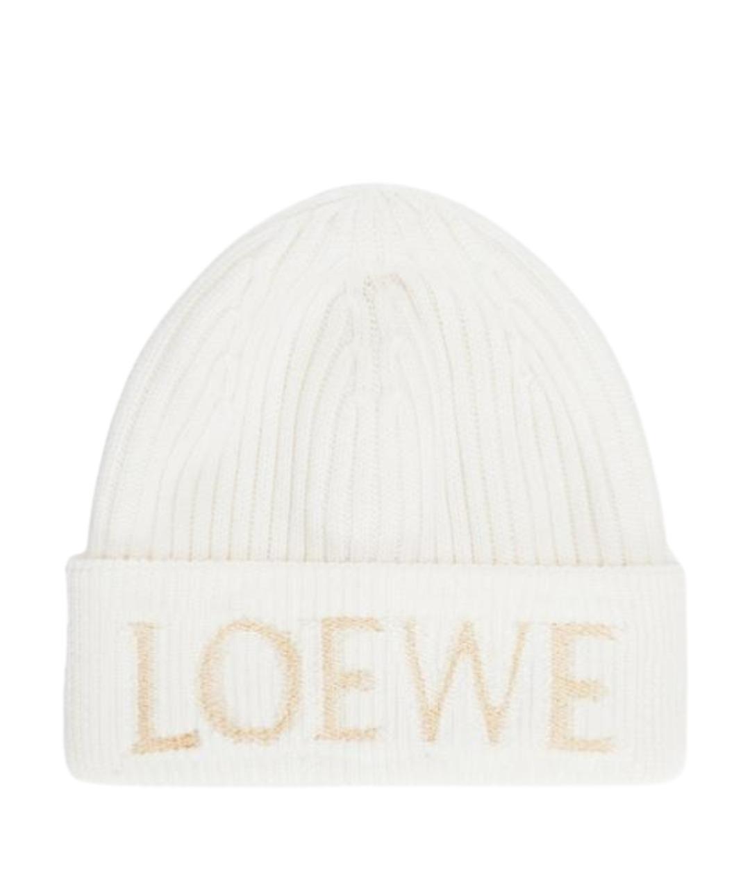LOEWE Белая шерстяная шапка, фото 1