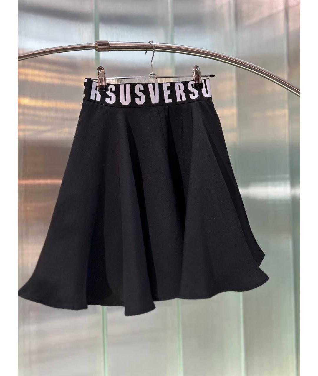 VERSUS VERSACE Черная ацетатная юбка мини, фото 3
