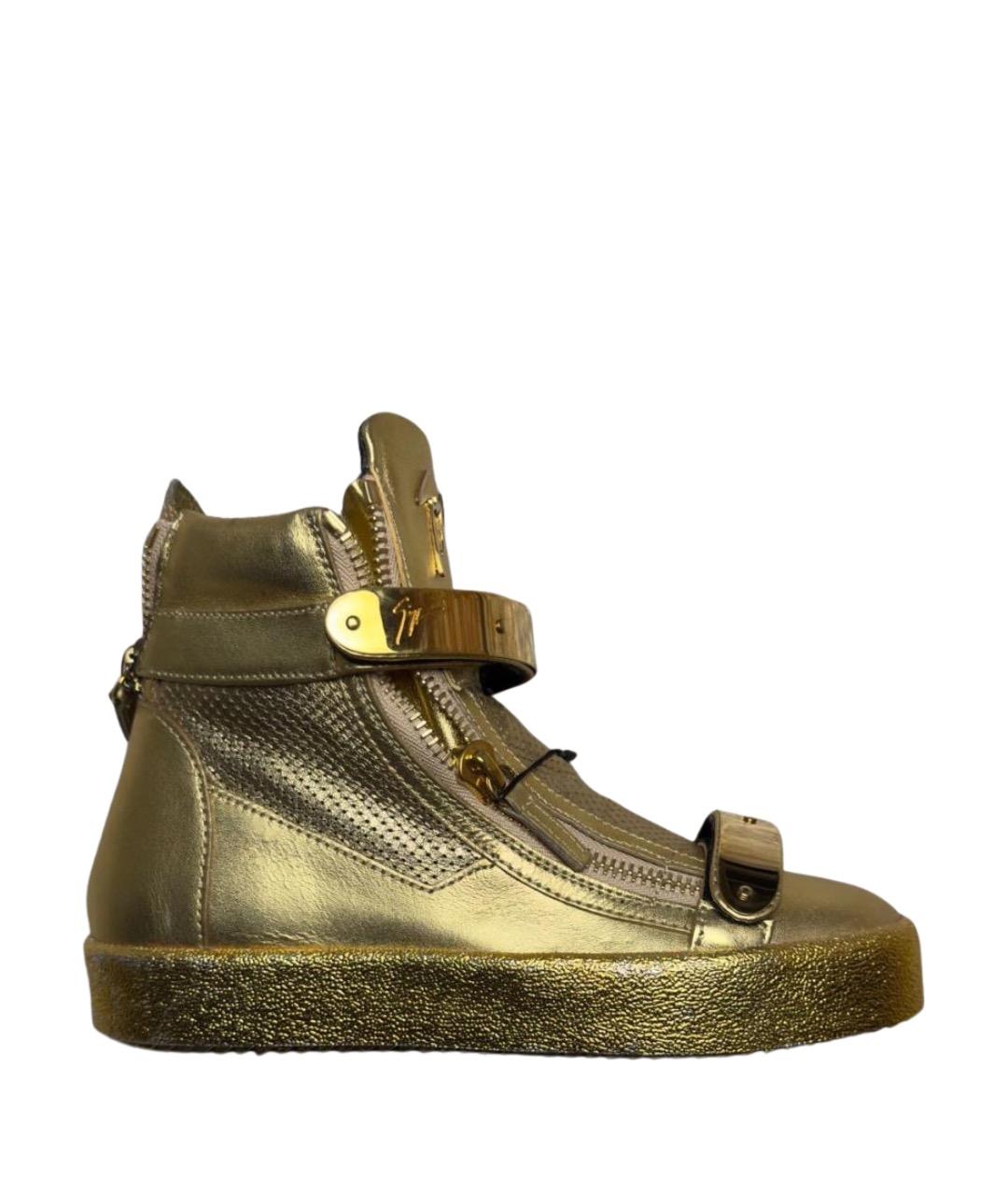 GIUSEPPE ZANOTTI DESIGN Золотые кожаные кеды, фото 1