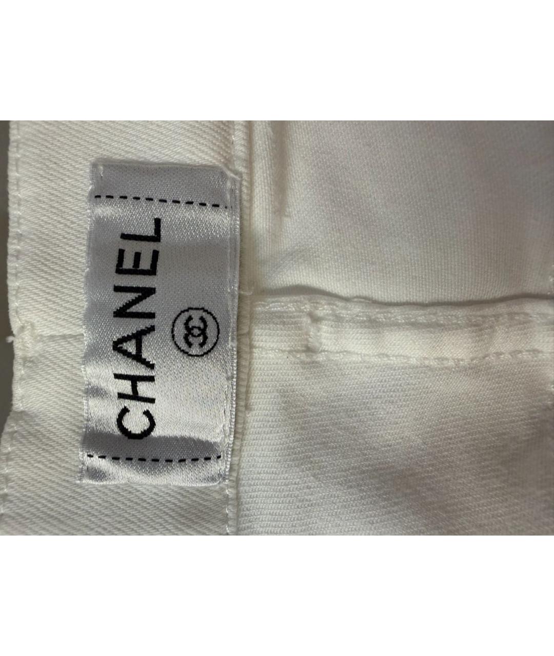 CHANEL Белые хлопковые прямые джинсы, фото 4
