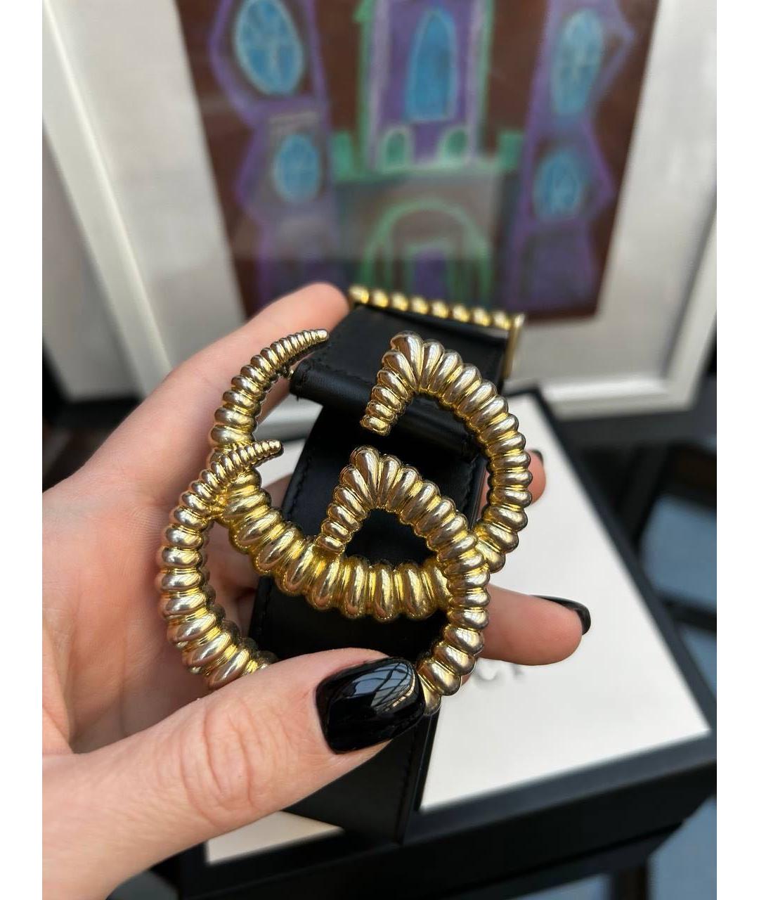 GUCCI Черный кожаный ремень, фото 3