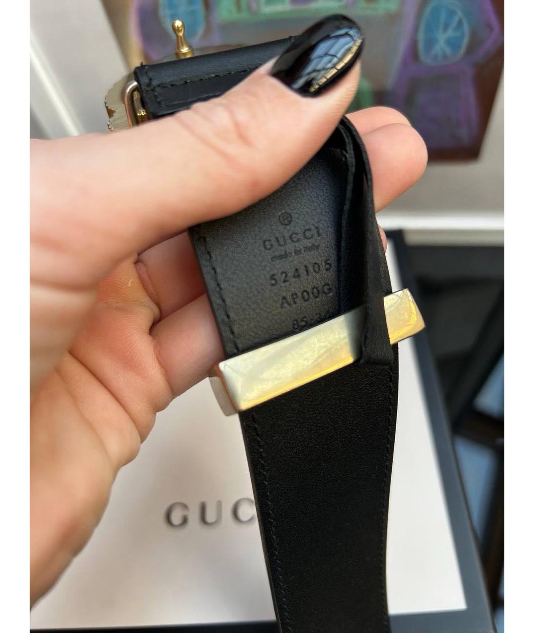 GUCCI Черный кожаный ремень, фото 4