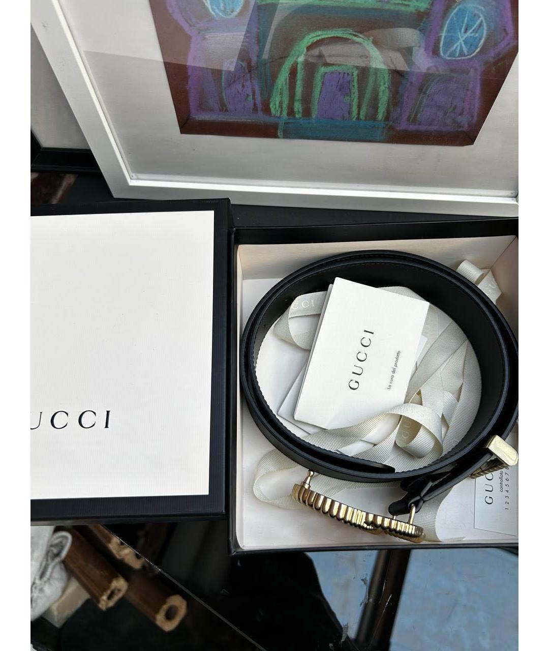 GUCCI Черный кожаный ремень, фото 2