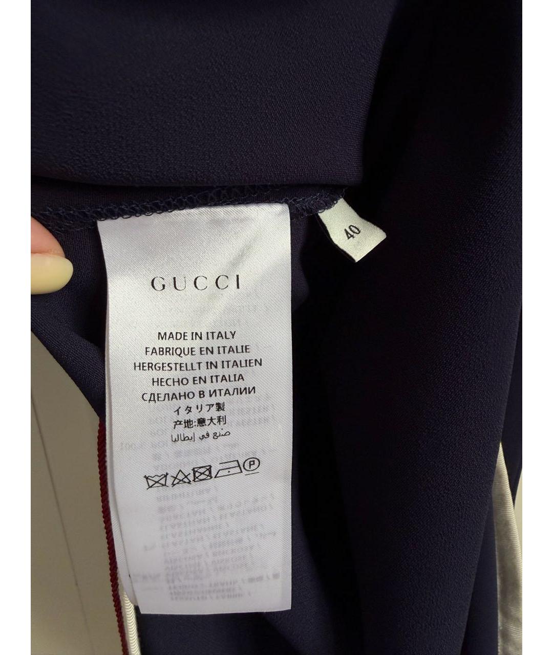 GUCCI Темно-синее вискозное повседневное платье, фото 4