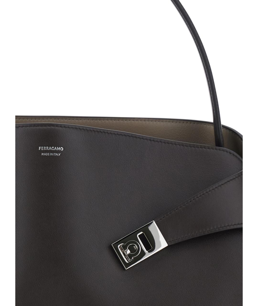 FERRAGAMO Коричневая кожаная сумка с короткими ручками, фото 3