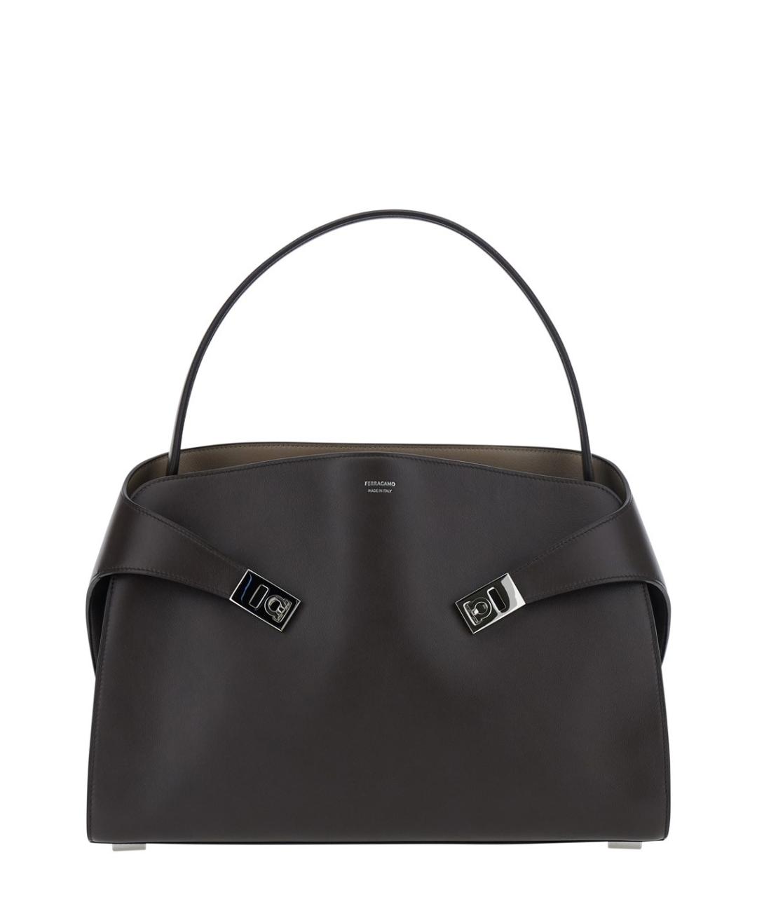 FERRAGAMO Коричневая кожаная сумка с короткими ручками, фото 1