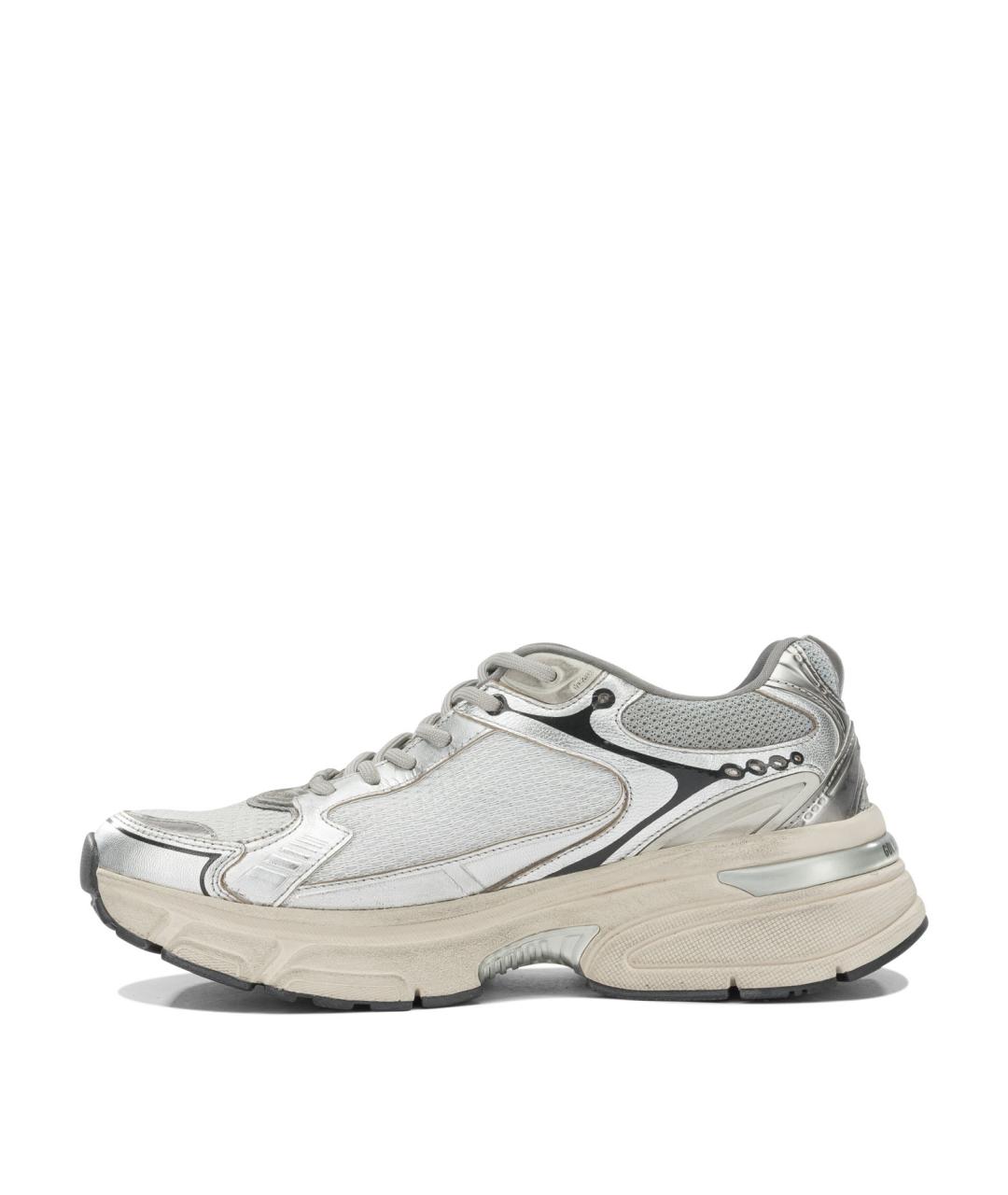 GOLDEN GOOSE Серебряные текстильные низкие кроссовки / кеды, фото 3