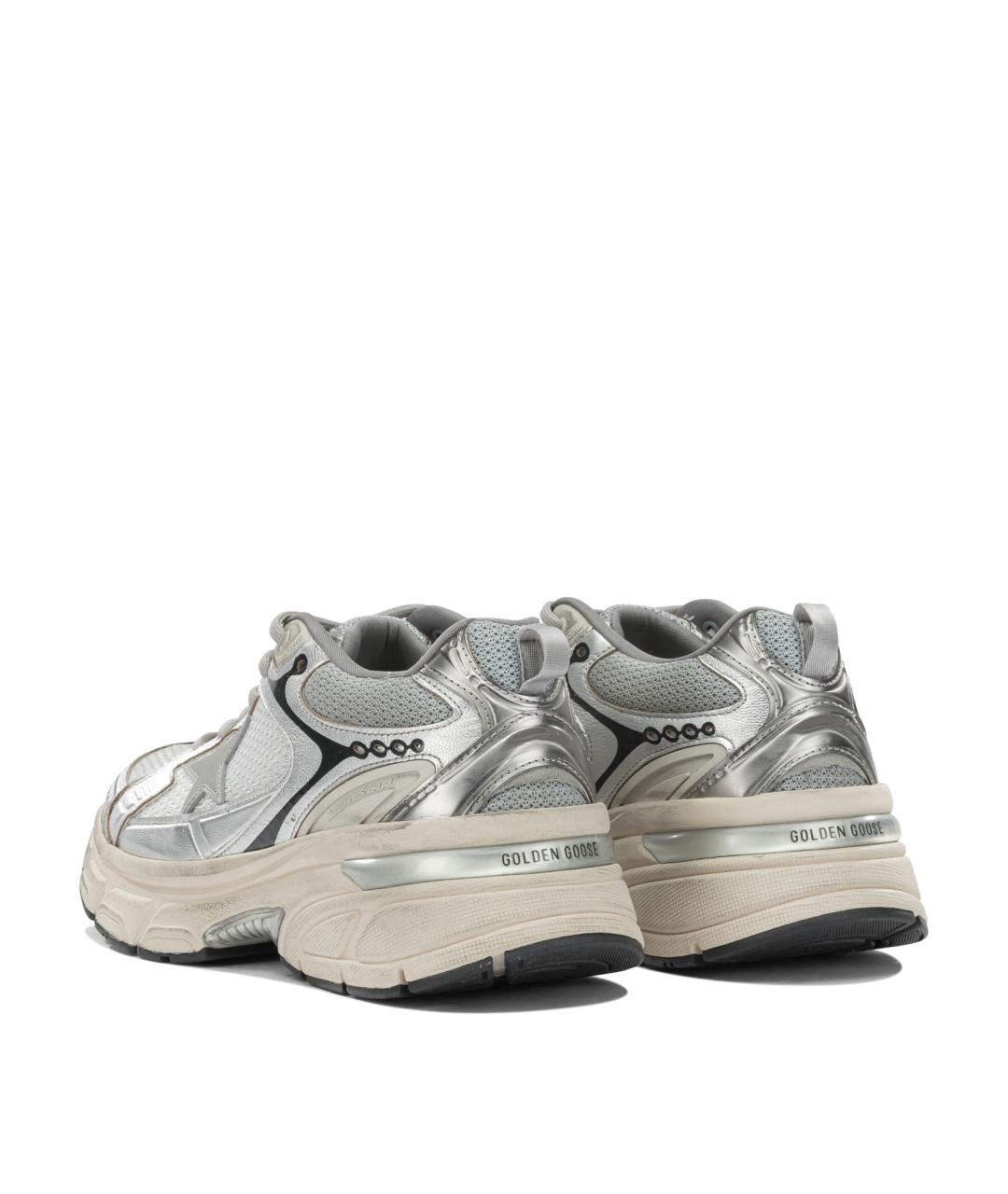 GOLDEN GOOSE Серебряные текстильные низкие кроссовки / кеды, фото 4